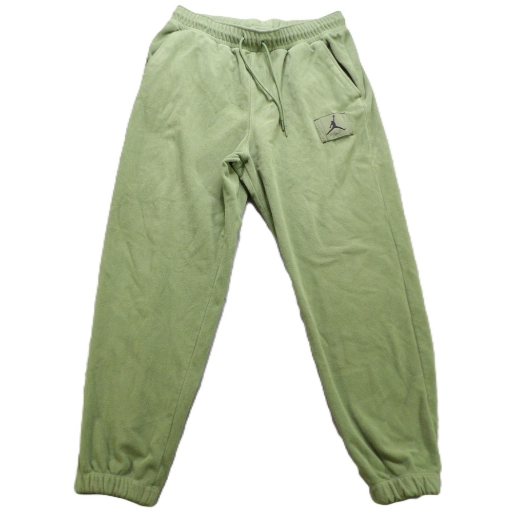 Jordan Flight Fleece Sweatpants Men L Green Jumpman Logo Pocket Joggers Gym Wear
